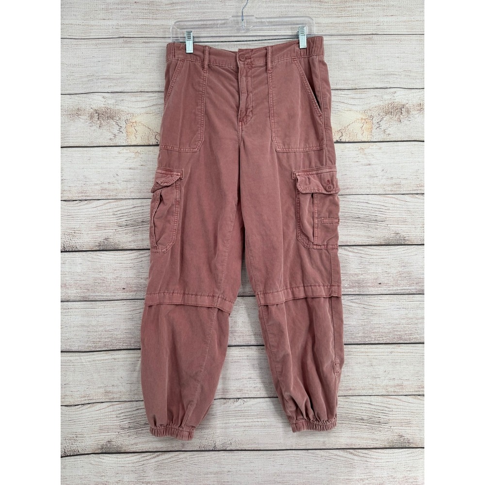 American Eagle Baggy Jogger Women 8 Pink Corduroy Cargo Utility Pants